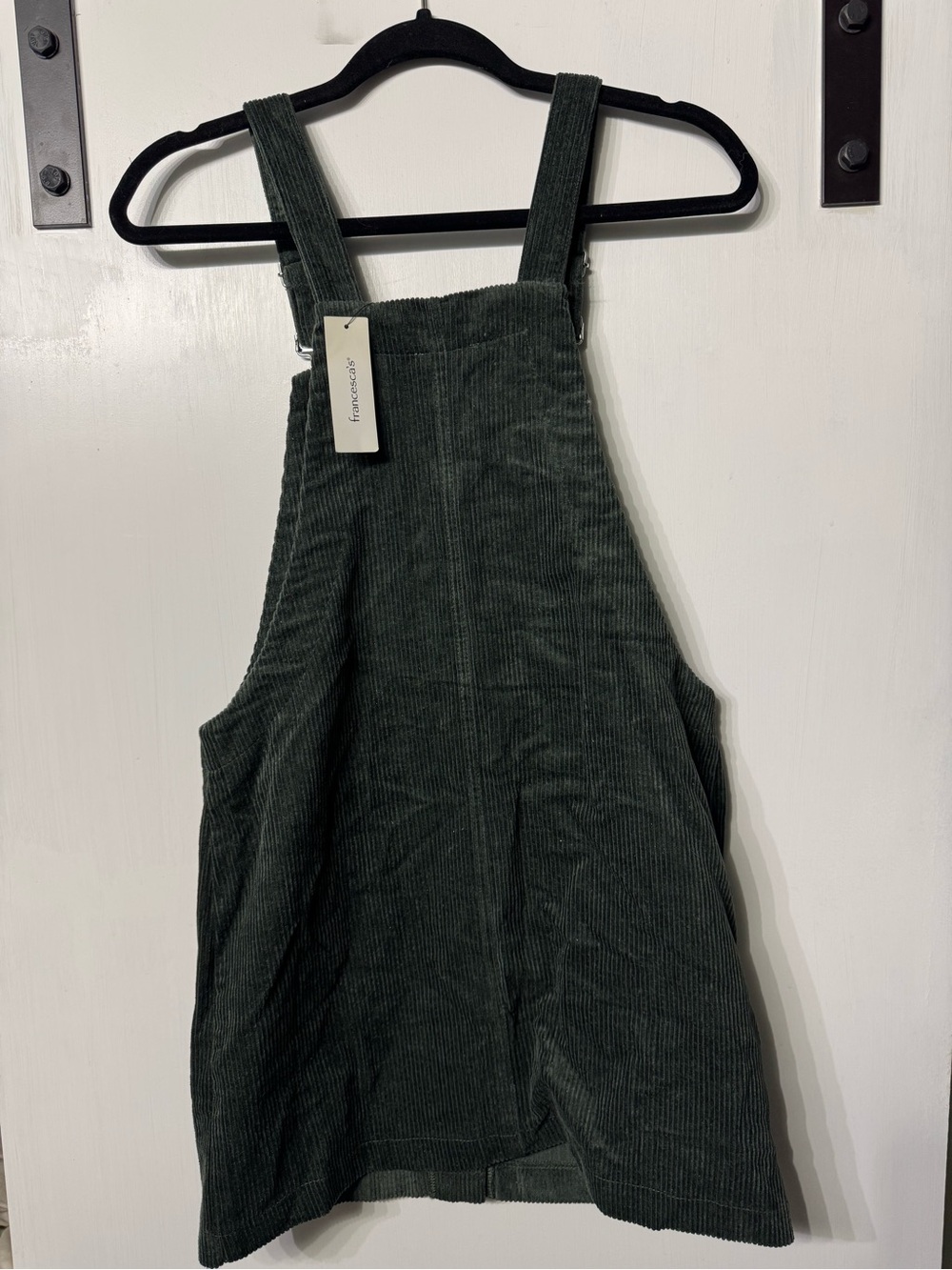 Francesca's Olive Green Corduroy Pinafore Dress - Picture 2 of 9